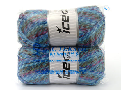 Puzzle Wool Chunky Turquoise Shades, Copper, Fuchsia, Camel fnt2-80294