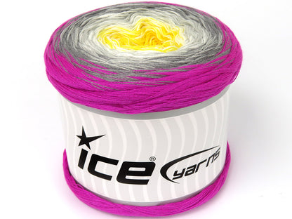 Cakes Cotton Fine Yellow, White, Grey Shades, Fuchsia fnt2-80312