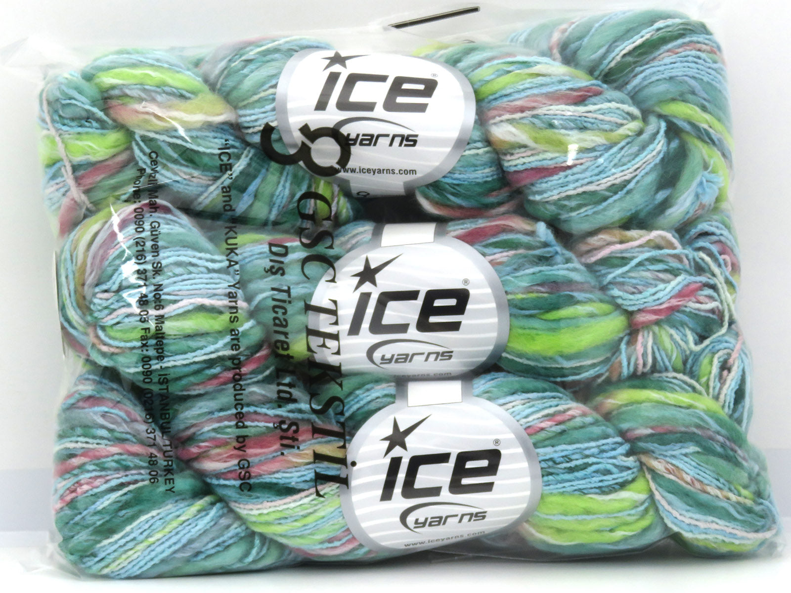Bamboo Wool Handpaint Green Shades, Pink Shades, Turquoise Sku:fnt2-80391