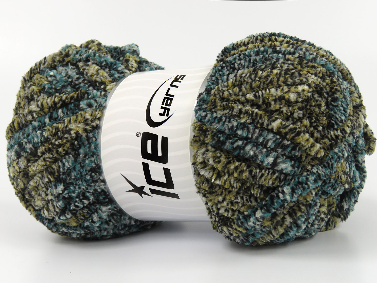 Chenille Safari Turquoise, White, Grey, Green Shades fnt2-80404