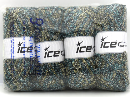 Chenille Safari Turquoise, White, Grey, Green Shades fnt2-80404