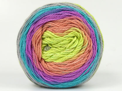 Cakes Cotton Royal Green, Light Grey, Yellow, Salmon Shades, Lilac fnt2-80479