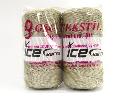 Ice Yarns Macrame Bulky Glitz – Marrón Leche, Plateado – 87 % Poliéster, 13 % Lúrex Metálico