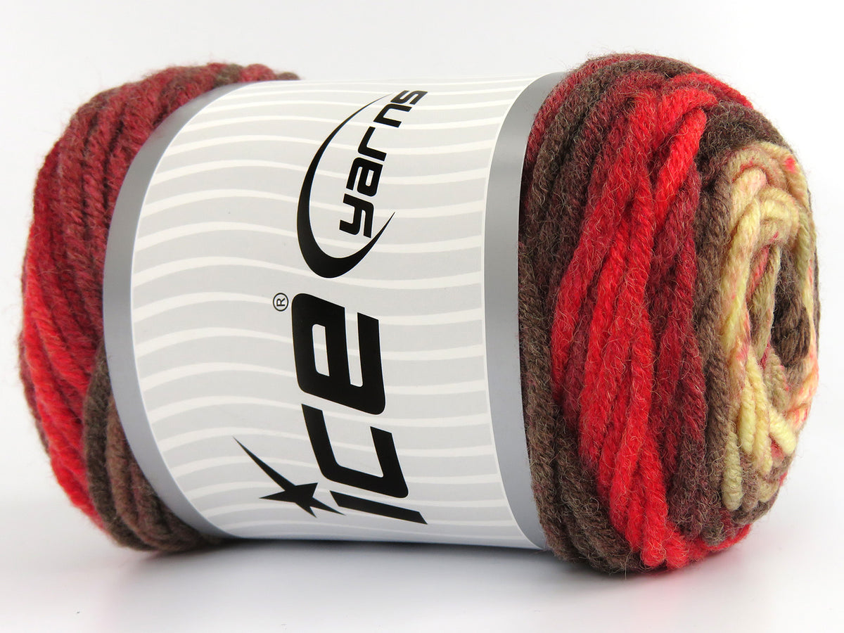 Wool Superbulky Batik Brown Shades, Cream, Red fnt2-81240
