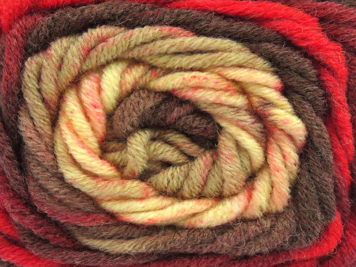 Wool Superbulky Batik Brown Shades, Cream, Red fnt2-81240