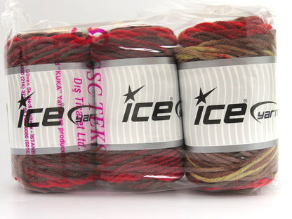 Wool Superbulky Batik Brown Shades, Cream, Red fnt2-81240