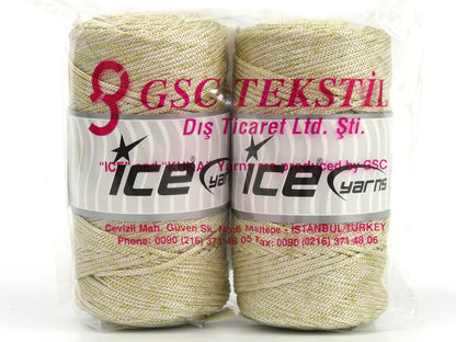 Macrame Bulky Glitz Cream, Gold fnt2-81305