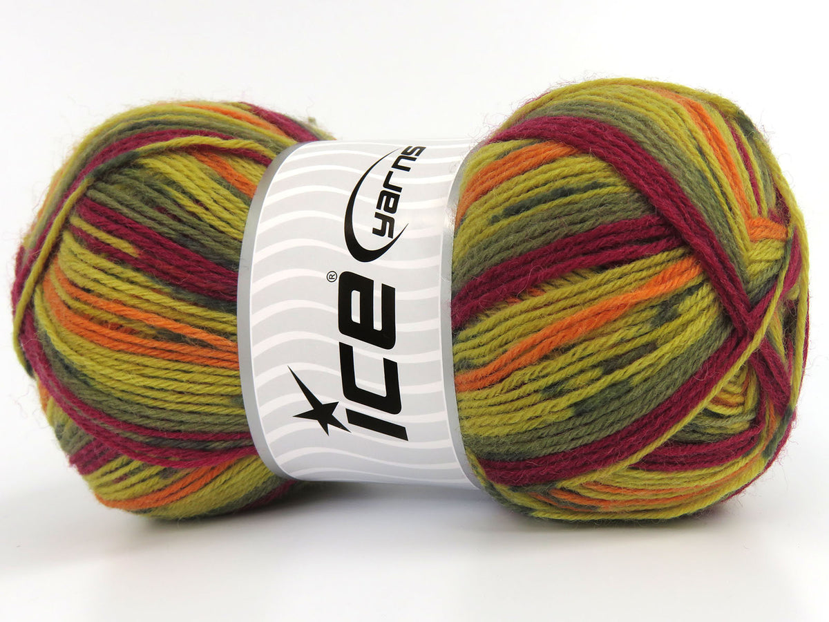 Sock Varicolor Green Shades, Burgundy, Orange fnt2-81923