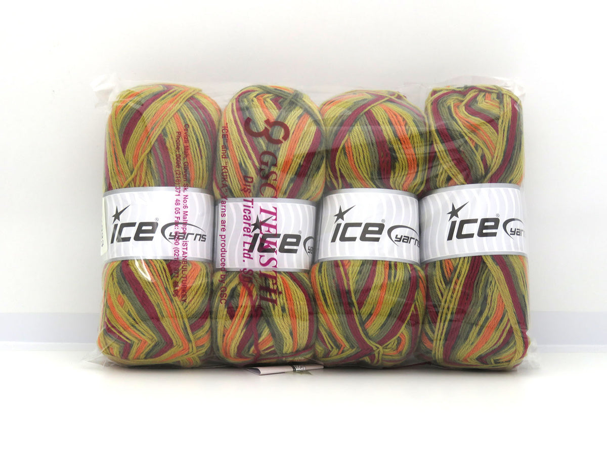 Sock Varicolor Green Shades, Burgundy, Orange fnt2-81923