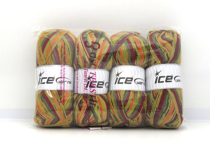 Sock Varicolor Green Shades, Burgundy, Orange fnt2-81923