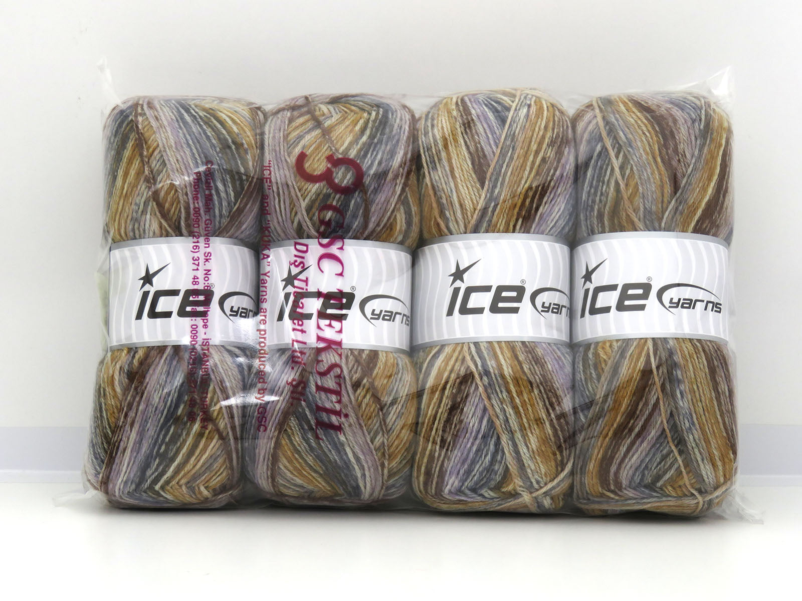 Sock Varicolor Gold, Light Lilac, Grey Shades, Brown fnt2-81938
