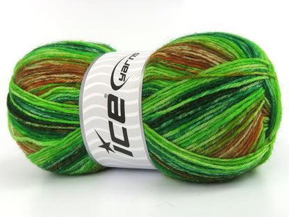 Sock Varicolor Green shades, Brown Shades fnt2-81946