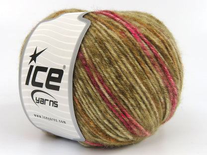 Wool Varicolor Worsted Brown Shades, Fuchsia fnt2-81949