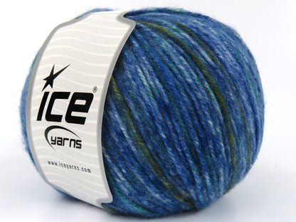 Wool Varicolor Worsted Blue Shades, Green Shades fnt2-81951