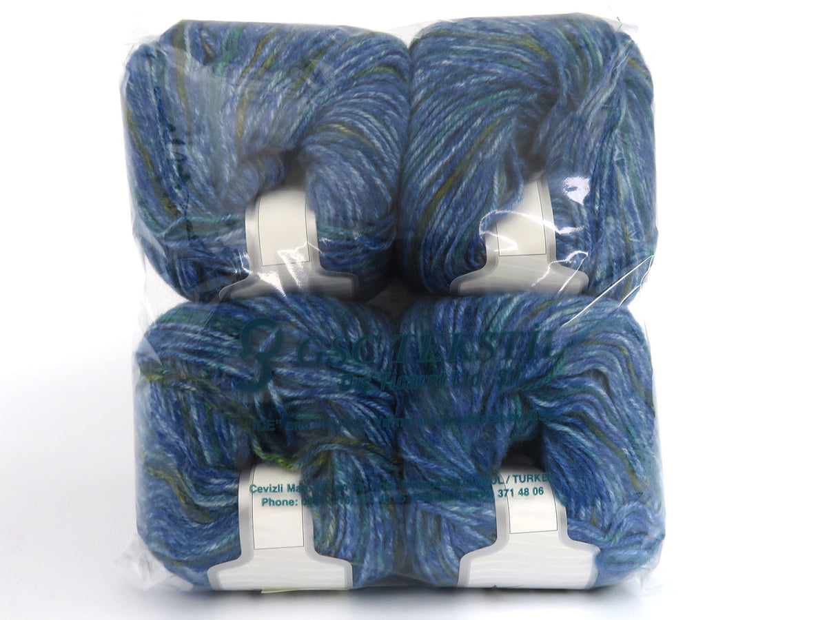 Wool Varicolor Worsted Blue Shades, Green Shades fnt2-81951
