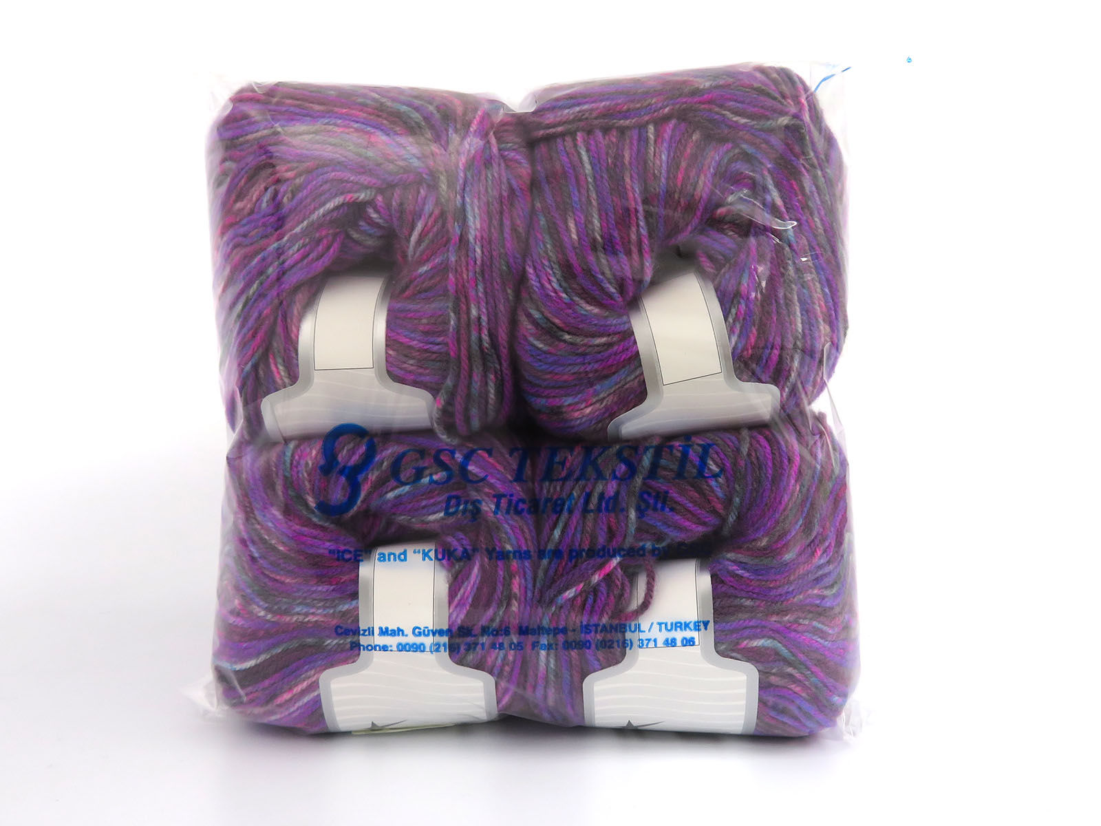Wool Varicolor Worsted Purple Shades, Blue, Grey, Black fnt2-81954