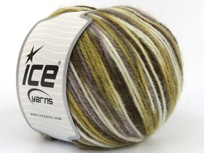 Wool Varicolor Worsted Brown Shades, White fnt2-81959