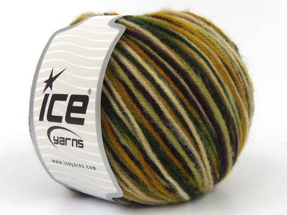 Wool Varicolor Worsted Brown Shades, Gold, Green, Maroon fnt2-81960