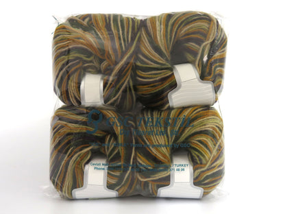 Wool Varicolor Worsted Brown Shades, Gold, Green, Maroon fnt2-81960