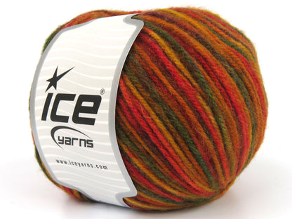 Wool Varicolor Worsted Gold Shades, Green, Red Shades fnt2-81962