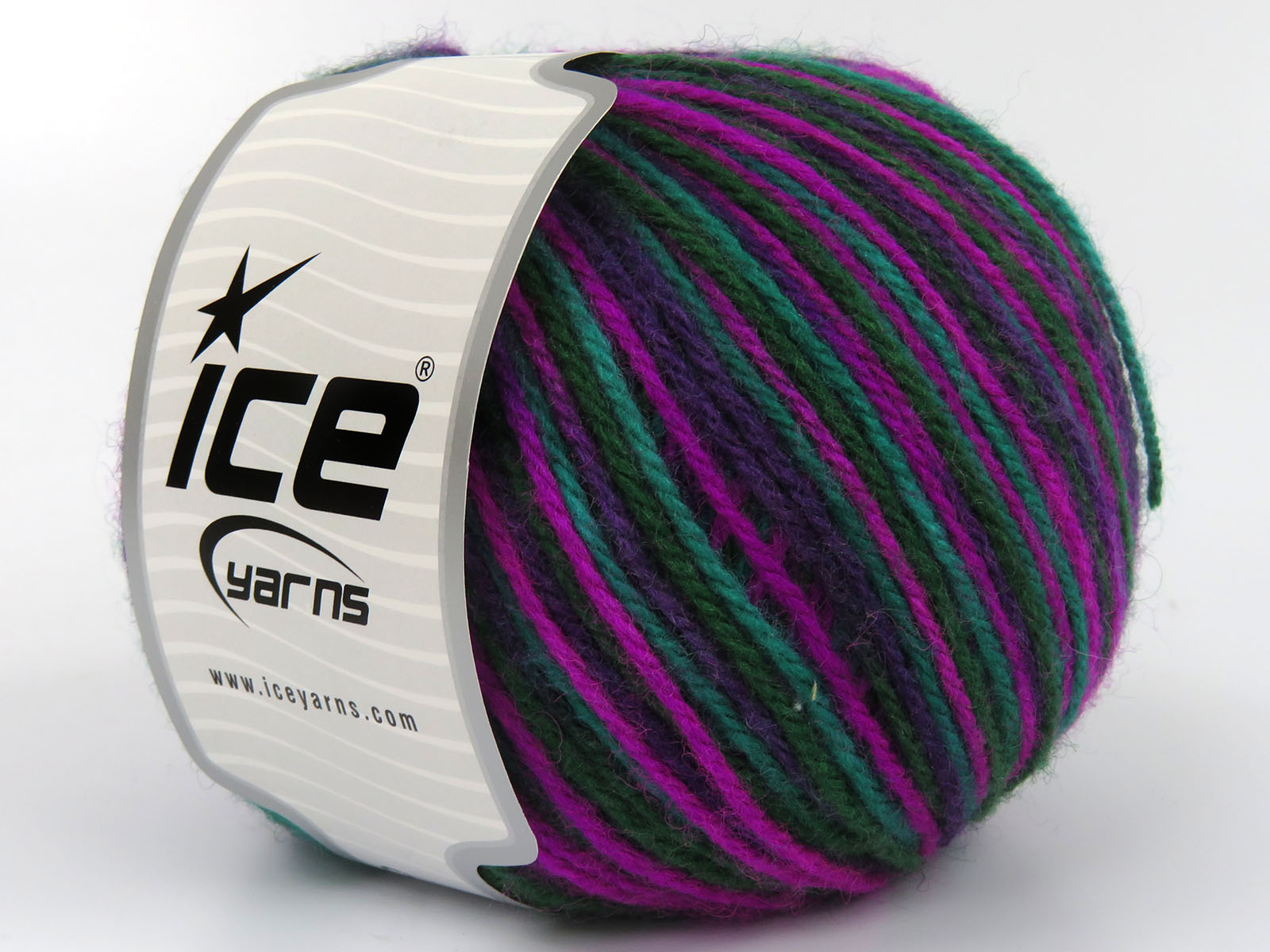 Wool Varicolor Worsted Green Shades, Purple Shades fnt2-81965