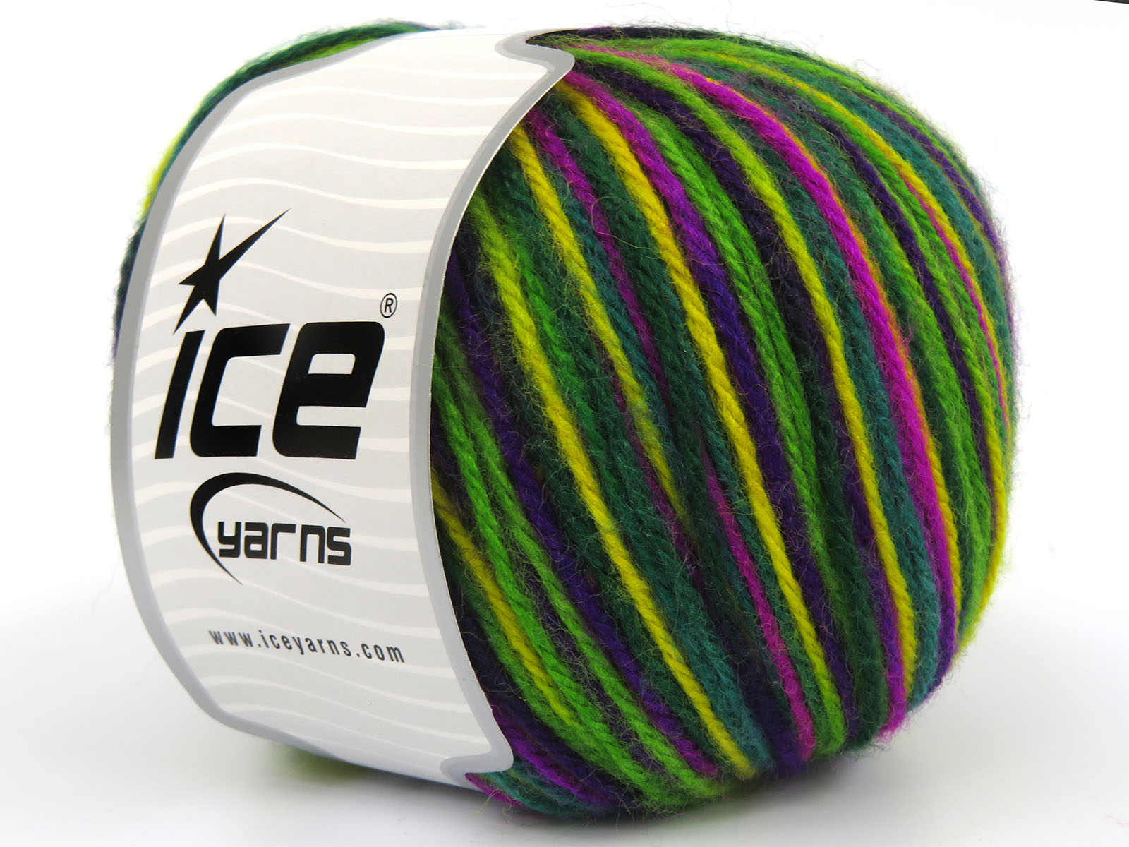 Wool Varicolor Worsted Green Shades, Purple Shades, Yellow fnt2-81966