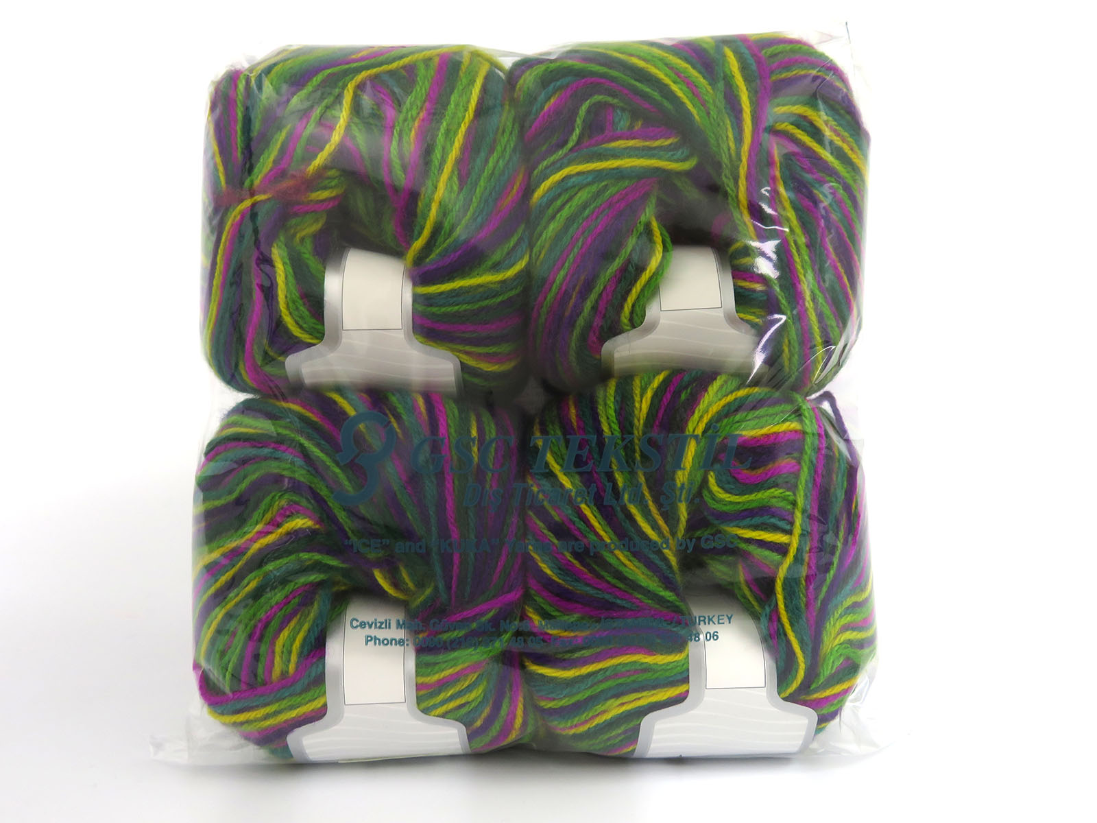Wool Varicolor Worsted Green Shades, Purple Shades, Yellow fnt2-81966