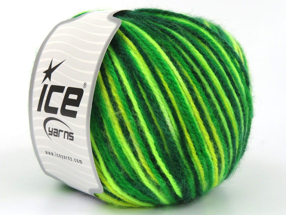 Wool Varicolor Worsted Green Shades, Yellow fnt2-81967