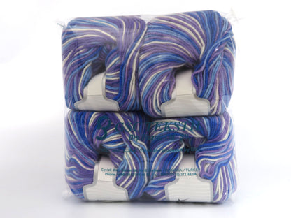 Wool Varicolor Worsted Blue Shades, Lilac, White fnt2-81969