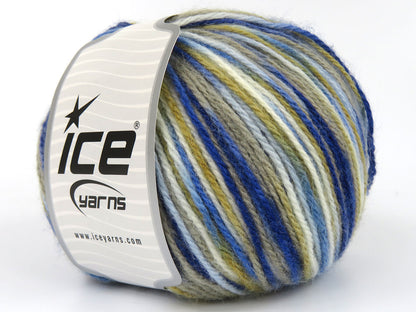 Wool Varicolor Worsted Blue Shades, Camel Shades, White fnt2-81970