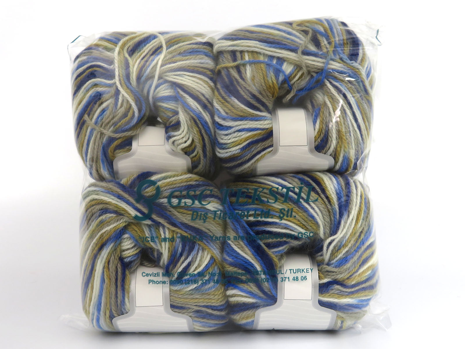 Wool Varicolor Worsted Blue Shades, Camel Shades, White fnt2-81970