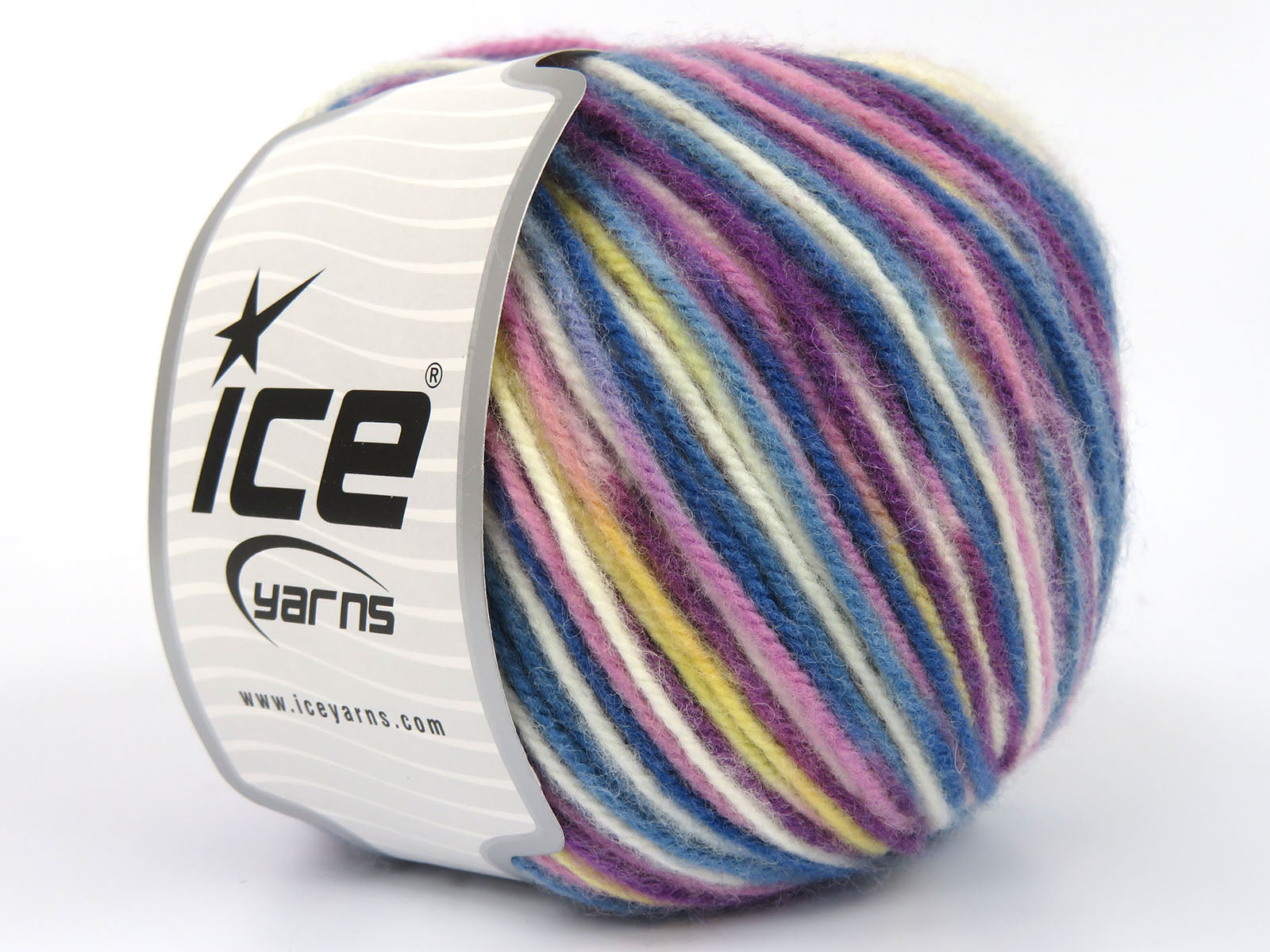 Wool Varicolor Worsted Blue Shades, Purple, Pink, Yellow, White fnt2-81971