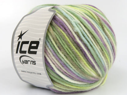 Wool Varicolor Worsted Lilac, Mint Green, Yellow, Beige, White, Turquoise fnt2-81972