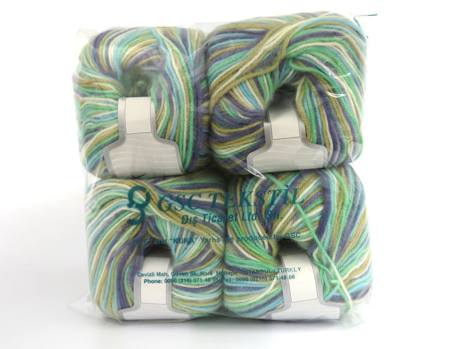 Wool Varicolor Worsted Camel, Cream, Purple, Turquoise, Mint Green fnt2-81973