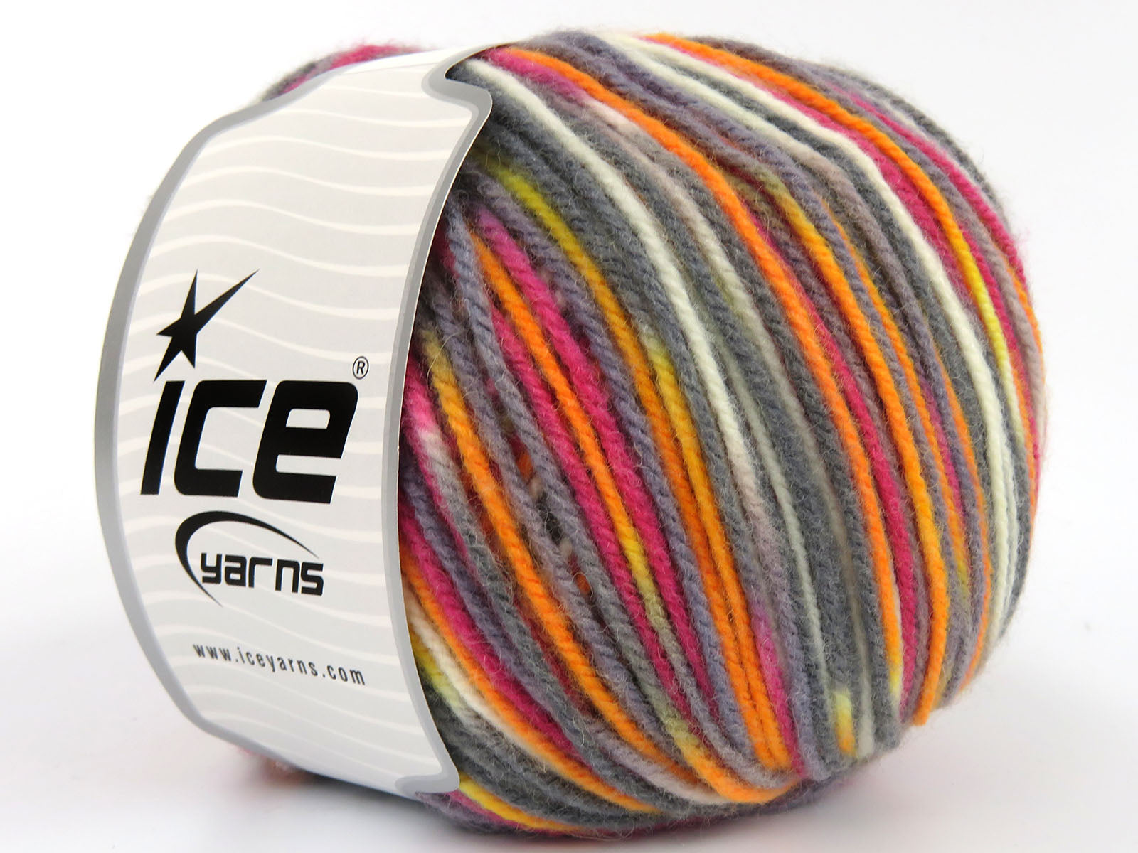 Wool Varicolor Worsted Grey, Orange, Fuchsia, Cream fnt2-81975