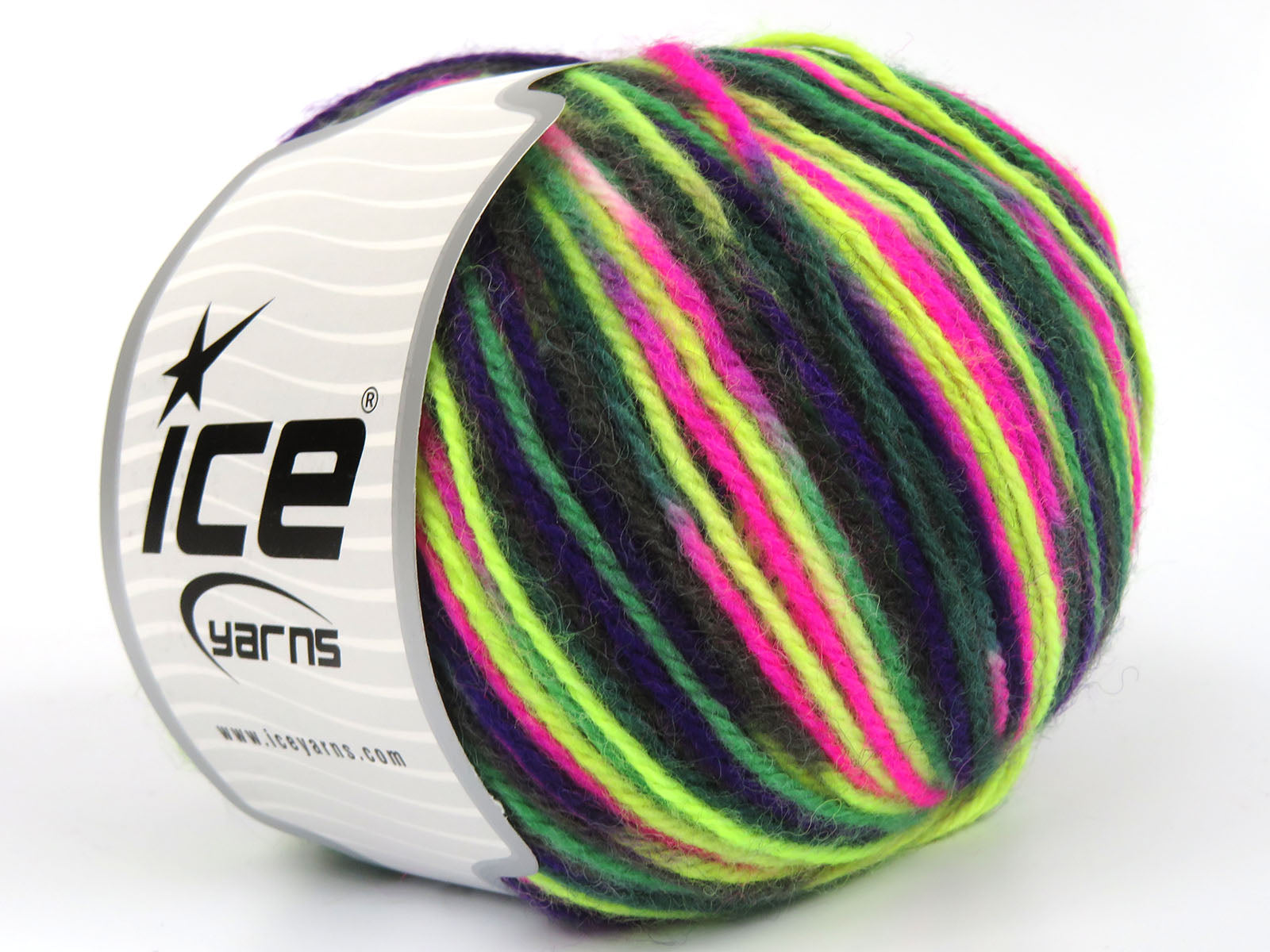 Wool Varicolor Worsted Green Shades, Fuchsia, Purple fnt2-81977