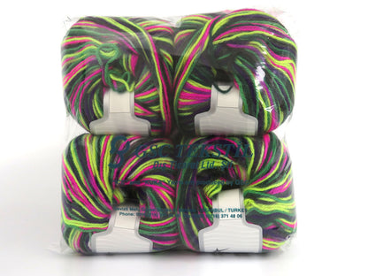 Wool Varicolor Worsted Green Shades, Fuchsia, Purple fnt2-81977