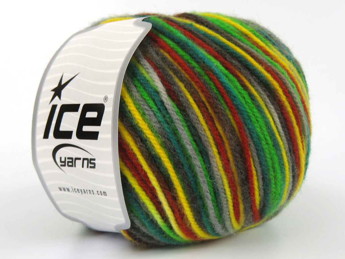 Wool Varicolor Worsted Green Shades, Grey Shades, Copper, Yellow fnt2-81979