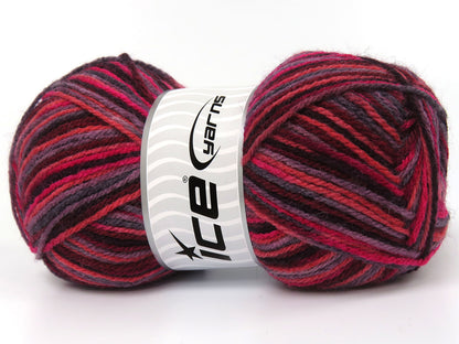 Wool Varicolor Light Purple Shades, Fuchsia, Salmon, Grey fnt2-81984