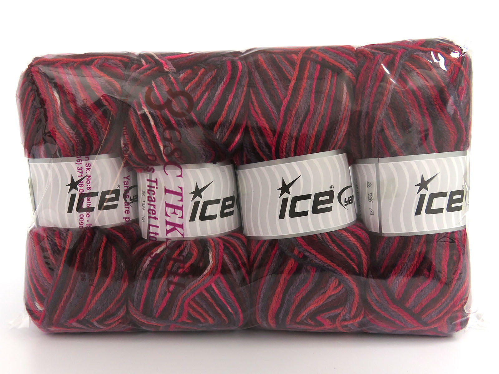 Wool Varicolor Light Purple Shades, Fuchsia, Salmon, Grey fnt2-81984
