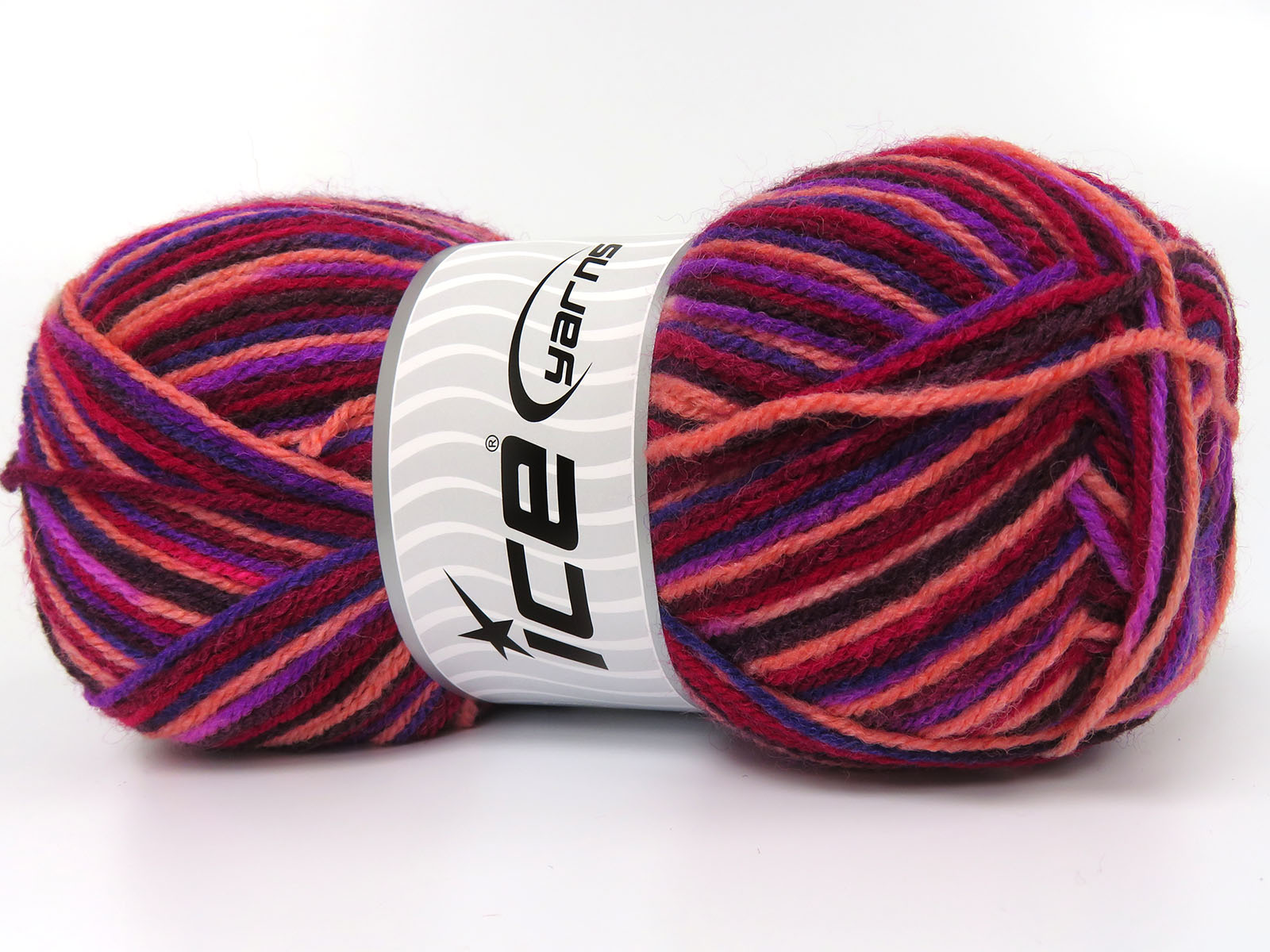 Wool Varicolor Light Maroon, Purple, Salmon, Burgundy Shades, White fnt2-81985