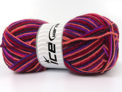 Wool Varicolor Light Maroon, Purple, Salmon, Burgundy Shades, White fnt2-81985