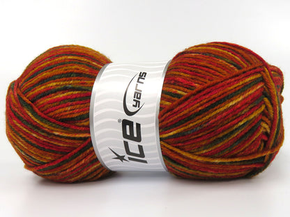 Wool Varicolor Light Gold Shades, Green Shades fnt2-81986