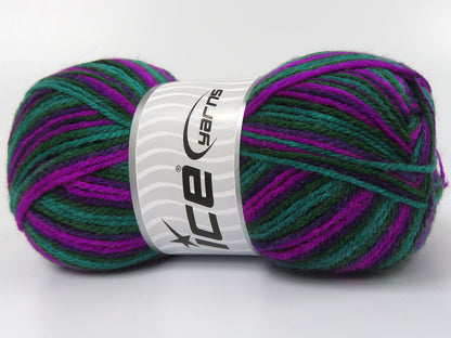 Wool Varicolor Light Green Shades, Purple Shades fnt2-81987