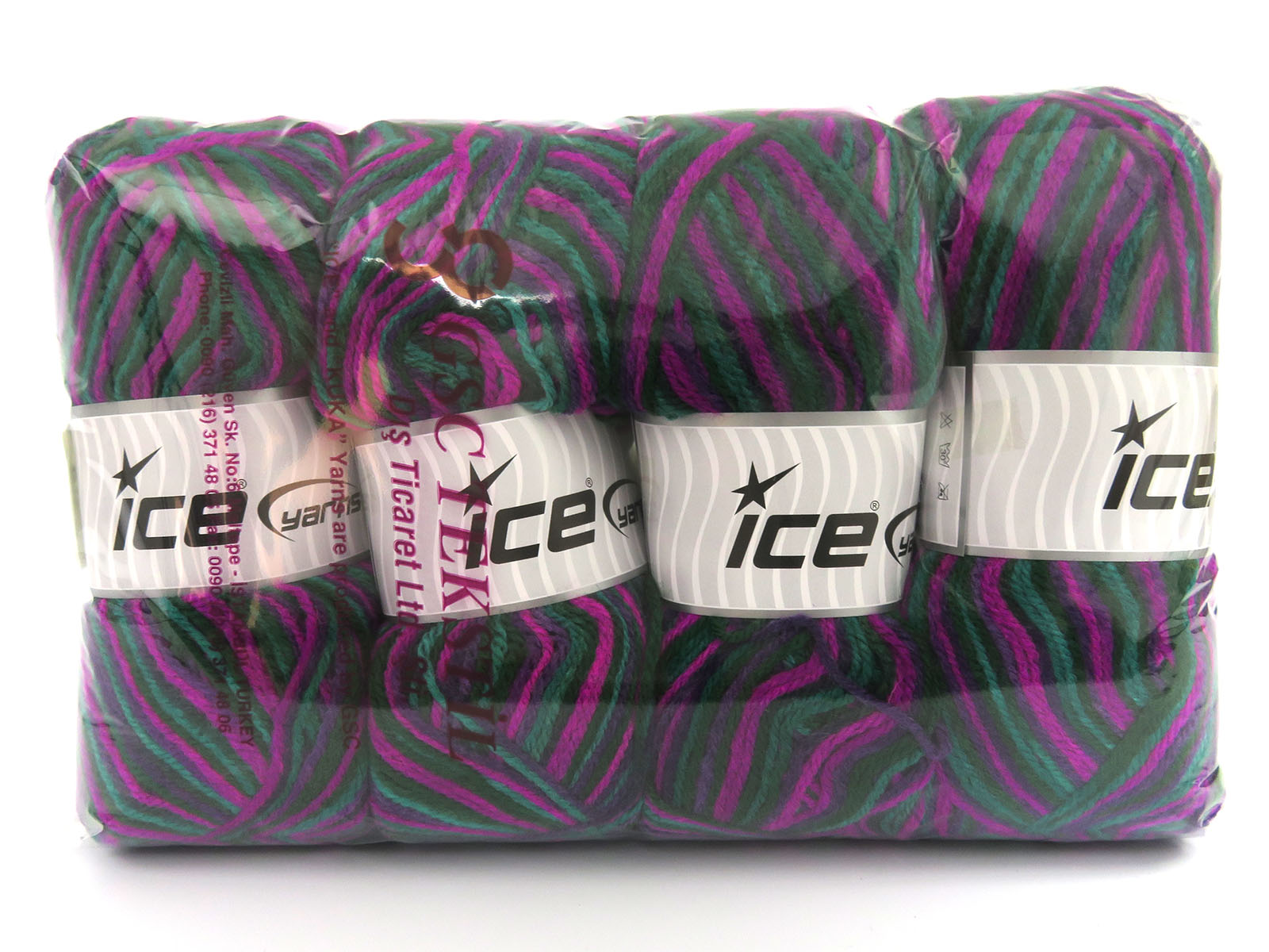 Wool Varicolor Light Green Shades, Purple Shades fnt2-81987