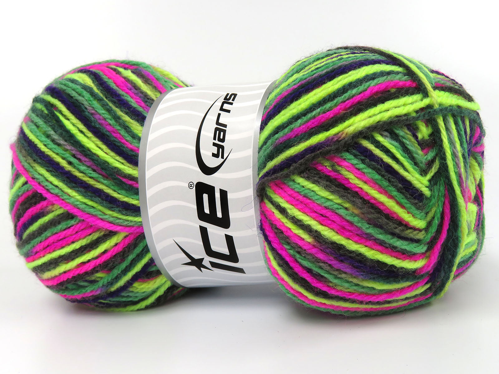 Wool Varicolor Light Green Shades, Fuchsia, Purple fnt2-81990