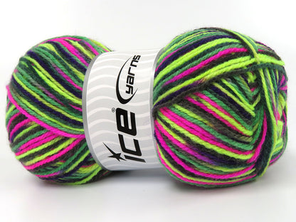 Wool Varicolor Light Green Shades, Fuchsia, Purple fnt2-81990