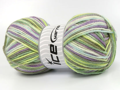 Wool Varicolor Light Green Shades, Lilac, White, Beige fnt2-81996