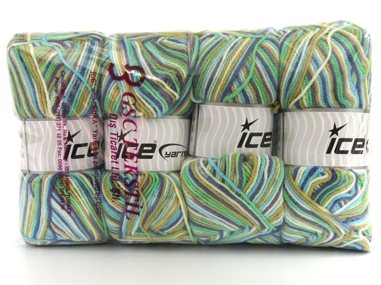 Wool Varicolor Light Purple, Turquoise, Green Shades, Camel, Cream fnt2-81997