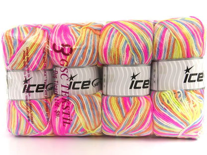 Wool Varicolor Light Fuchsia, Yellow, Blue, White fnt2-81998